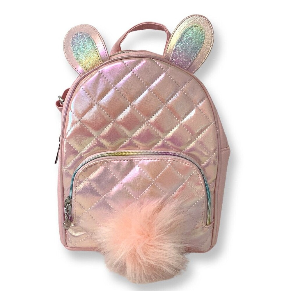 OMG Miss Gwen Bunny Mini Backpack Pink Iridescent Glitter Quilted NWT